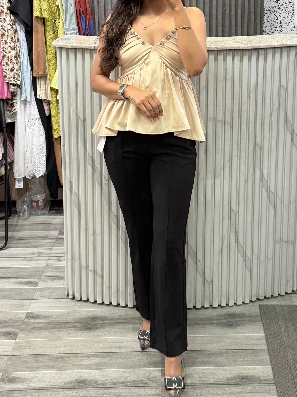 Noor Off-White Chic Top