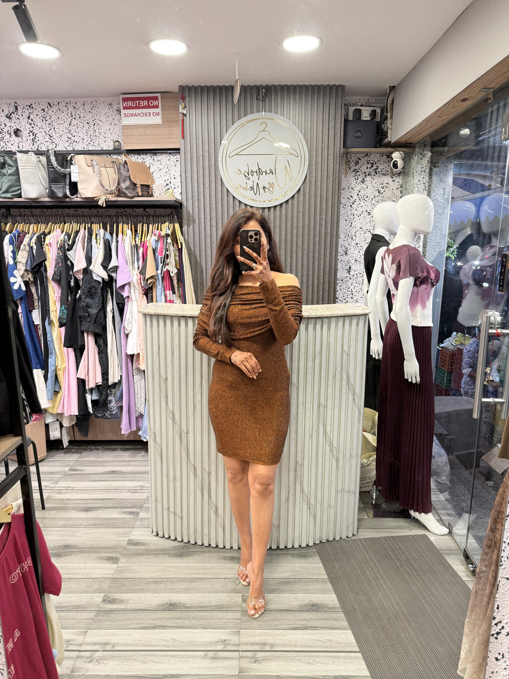 Off-Shoulder Sparkle Bodycon Dress – Royal Blue