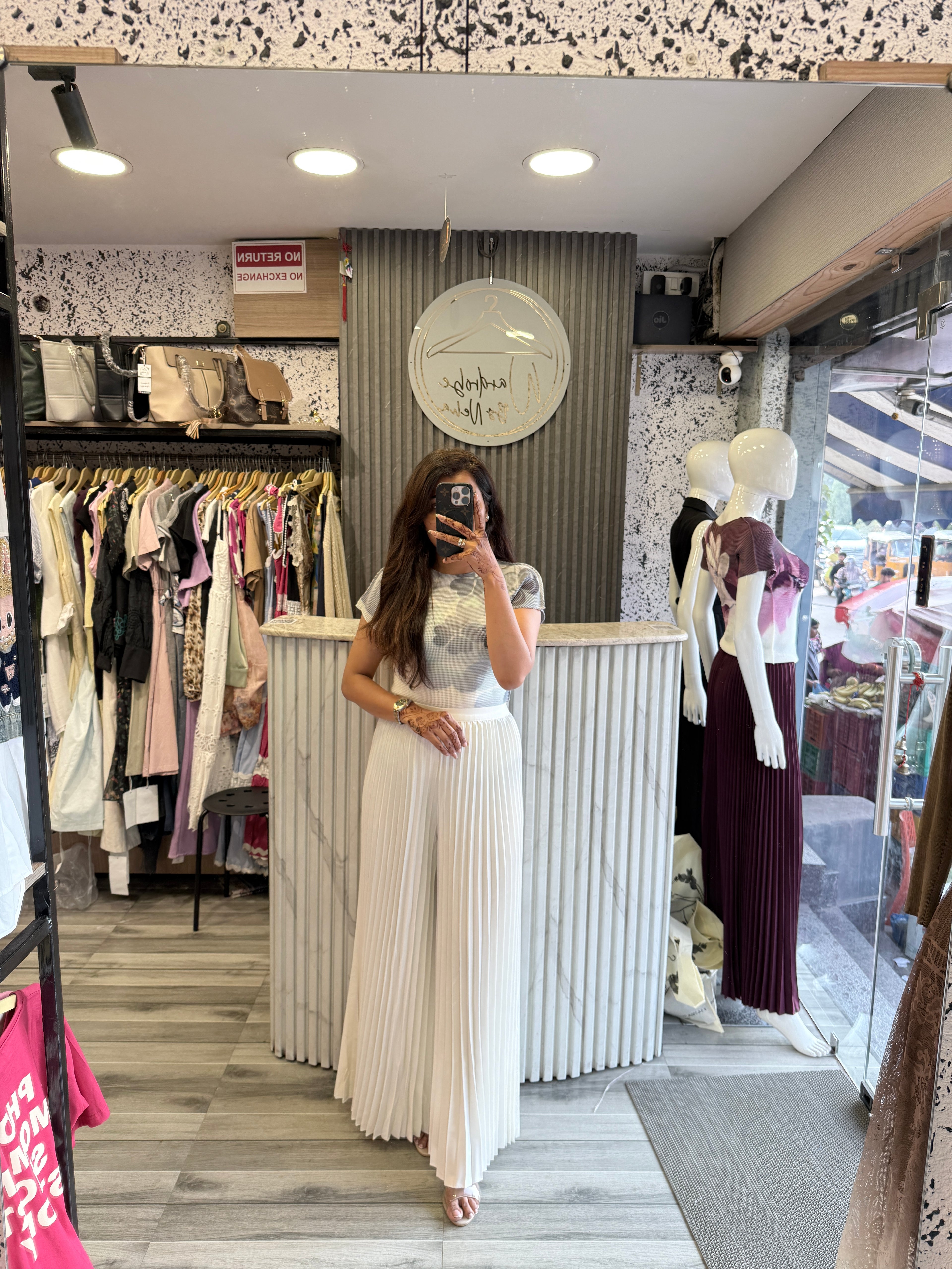 Pleated Wide-Leg Palazzo Pants