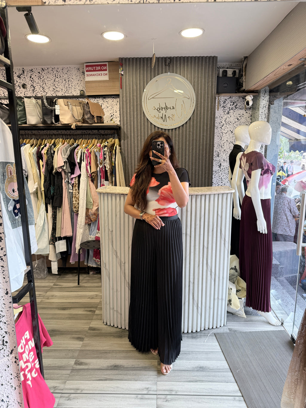 Pleated Black Palazzo Set – Free Size