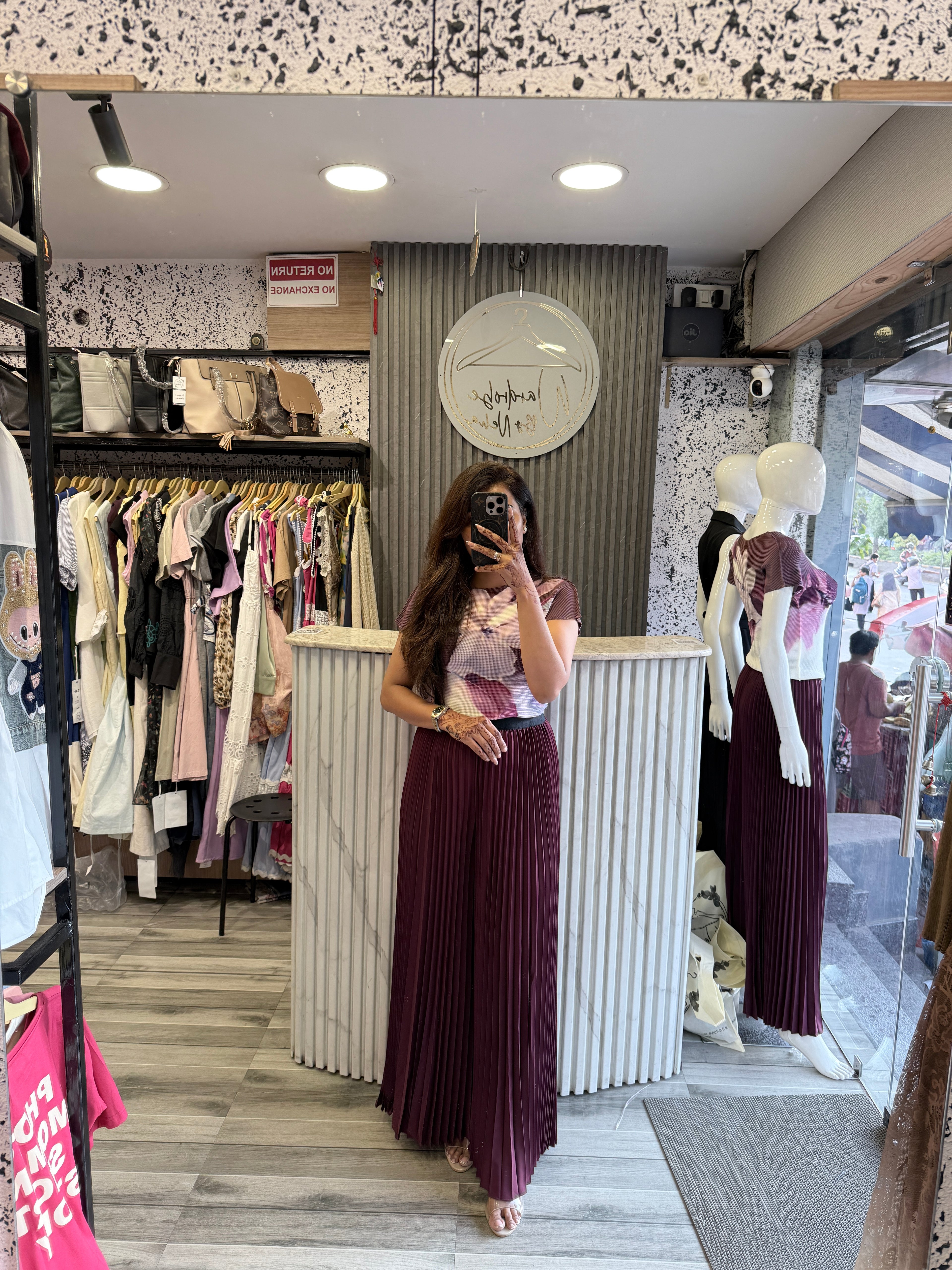 Pleated Black Palazzo Set – Free Size