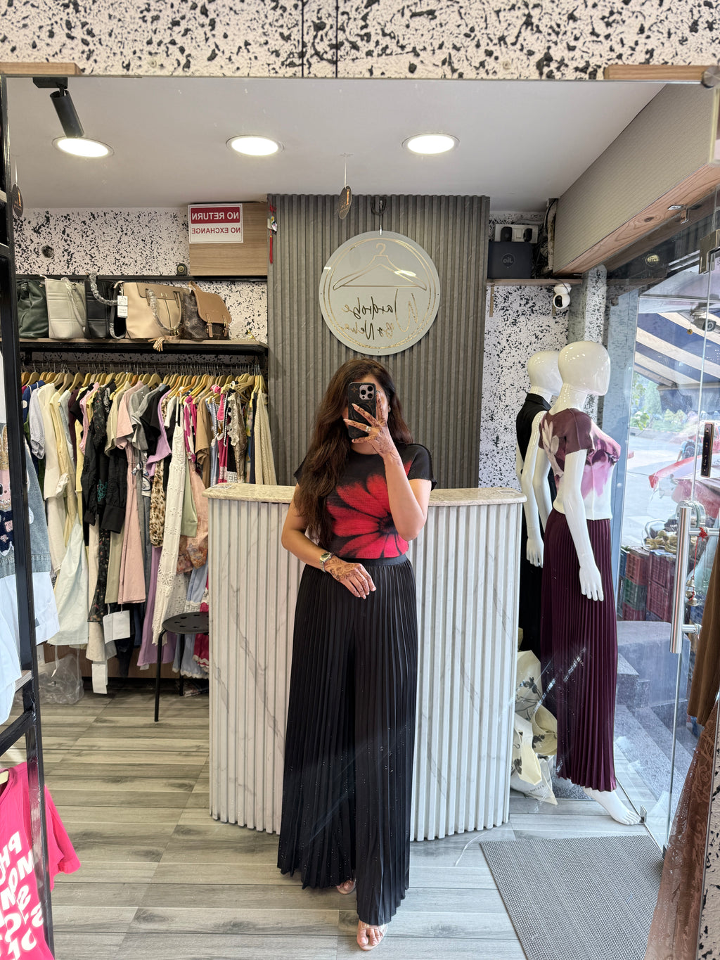 Pleated Black Palazzo Set – Free Size