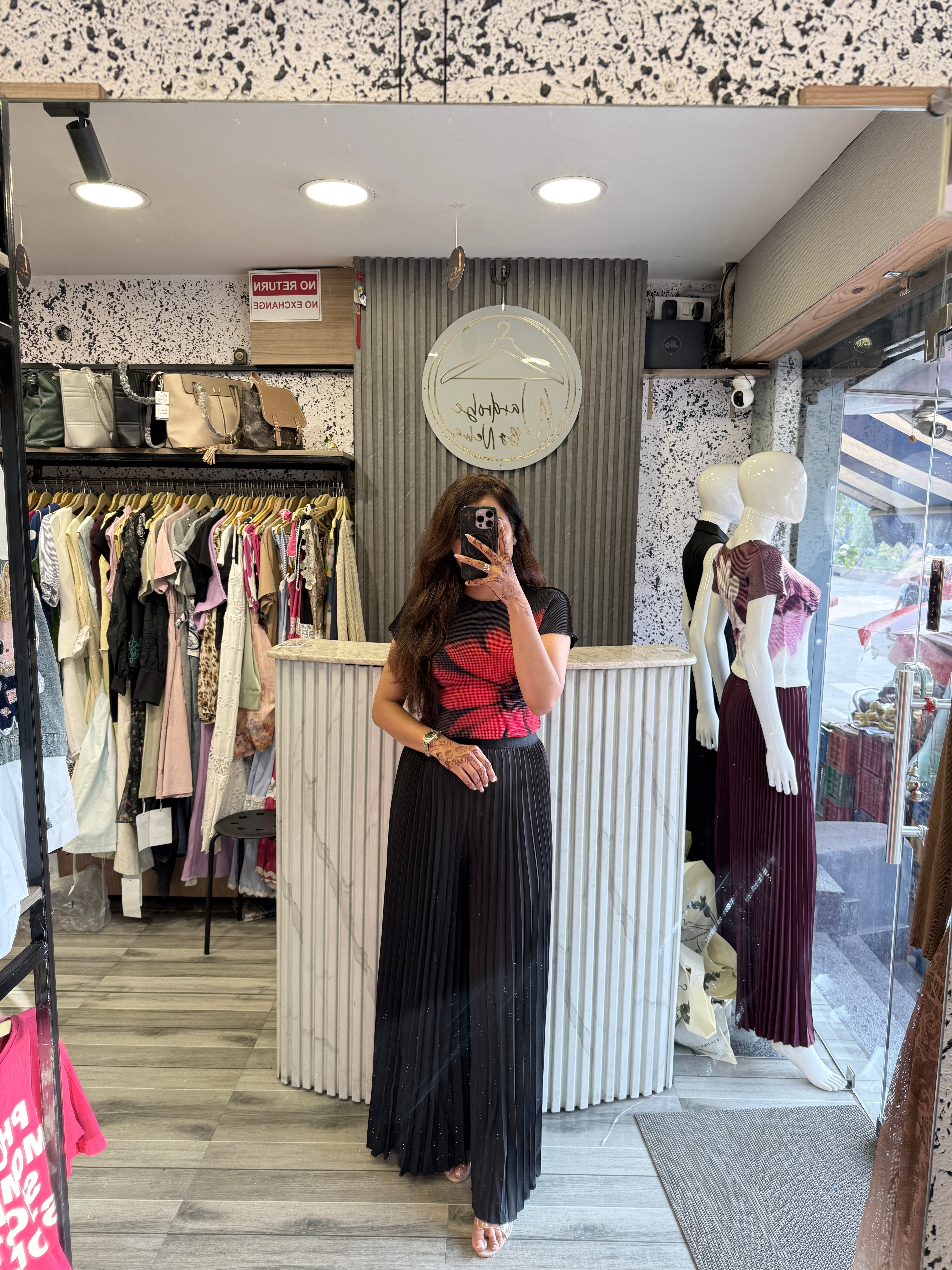 Pleated Black Palazzo Set – Free Size