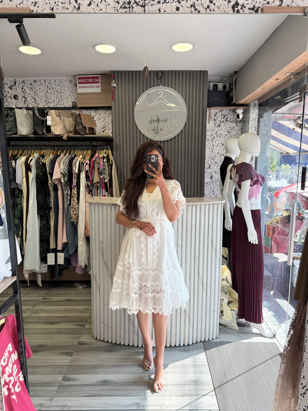 Elegant Lace Puff Sleeve Dress