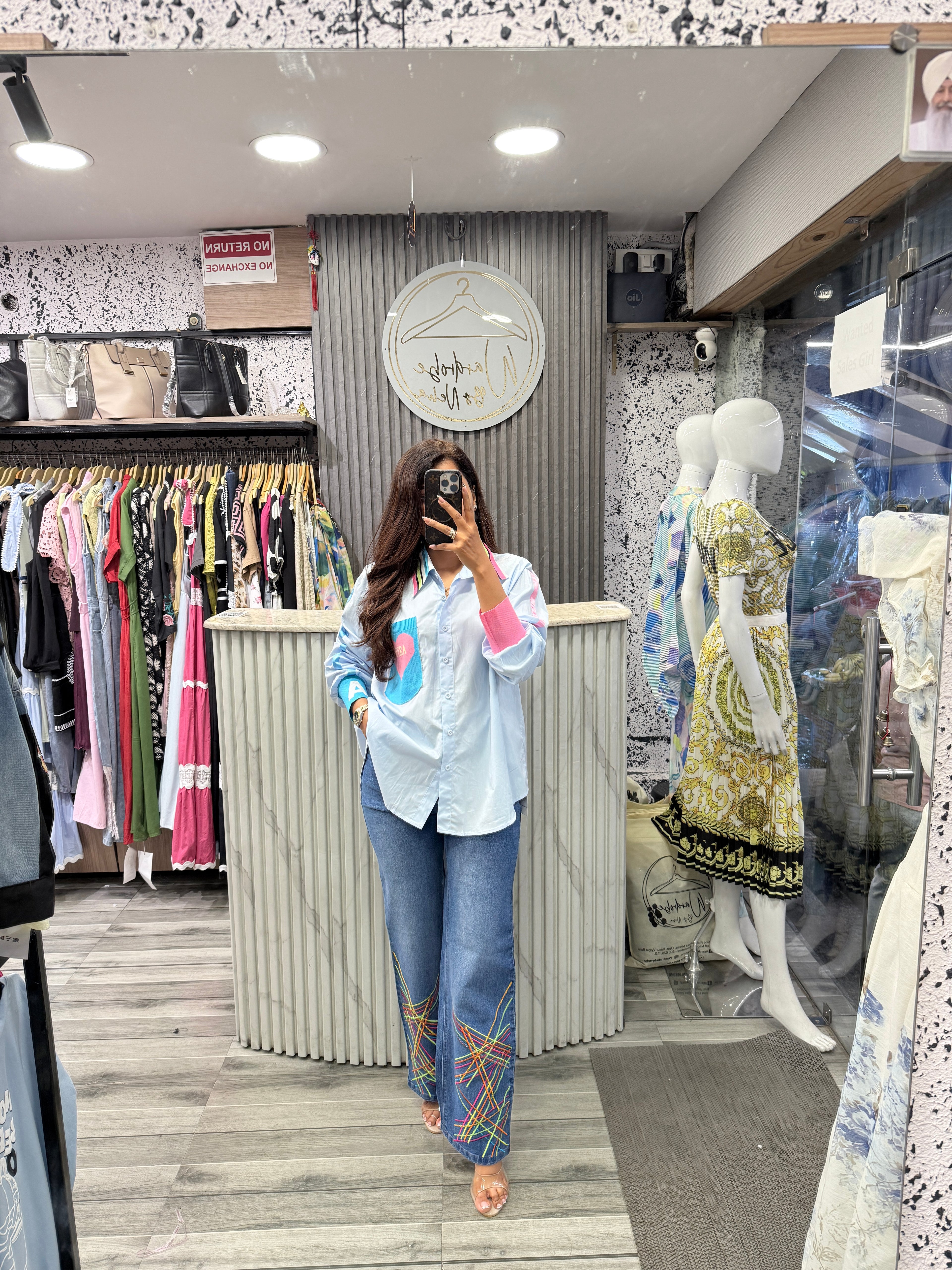 Oversized Blue Colorblock Shirt