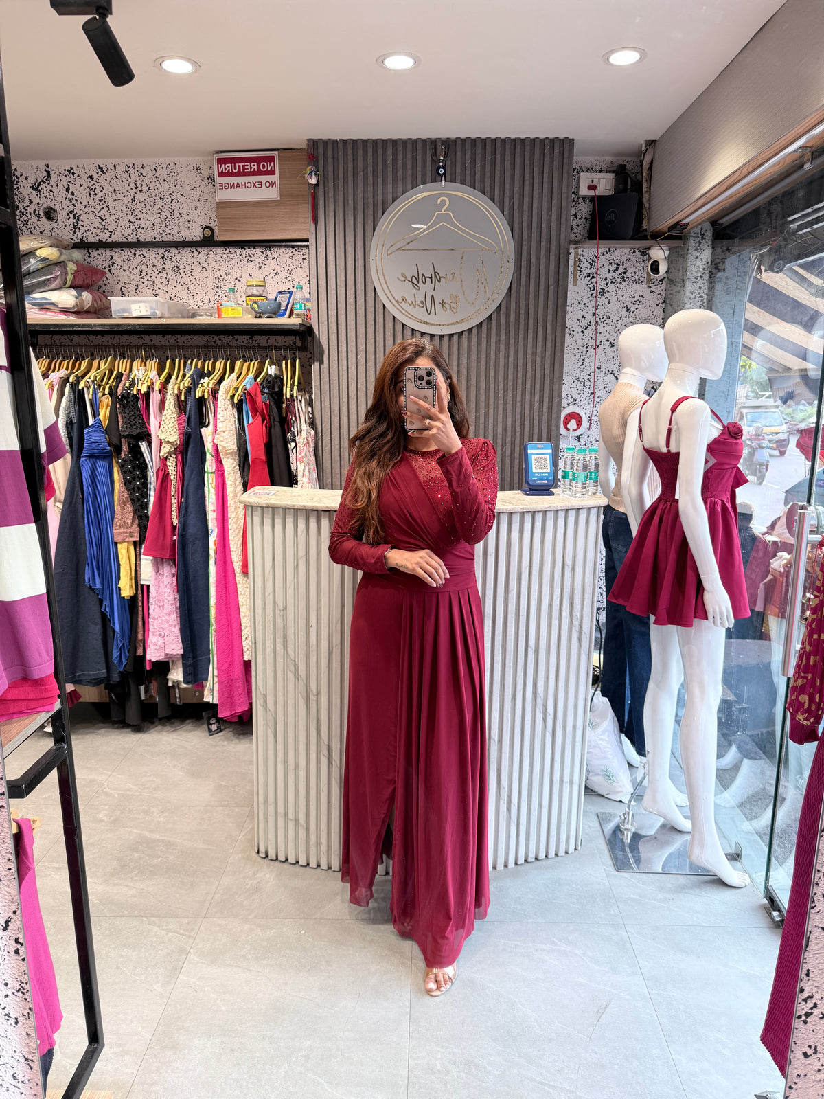 Imported Embellished Drape Maxi Dress