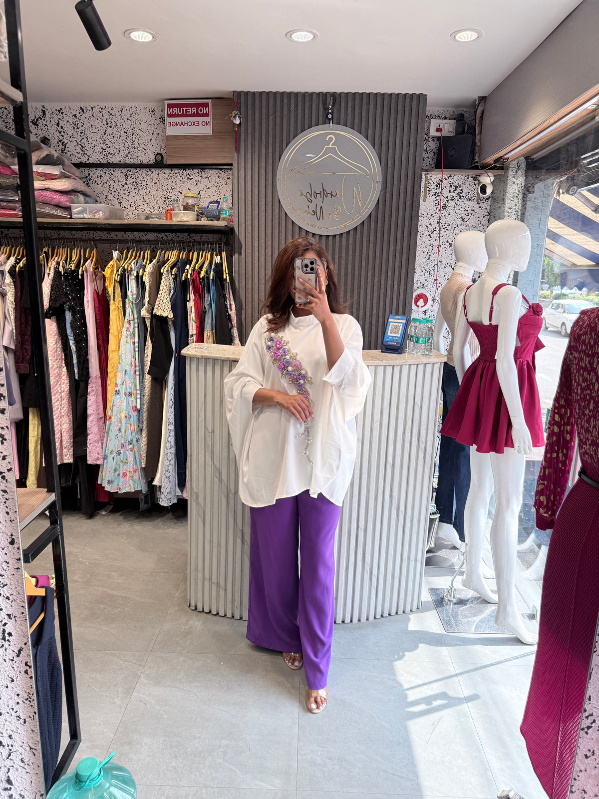Imported Embellished Flowing Tunic & Wide-Leg Trouser