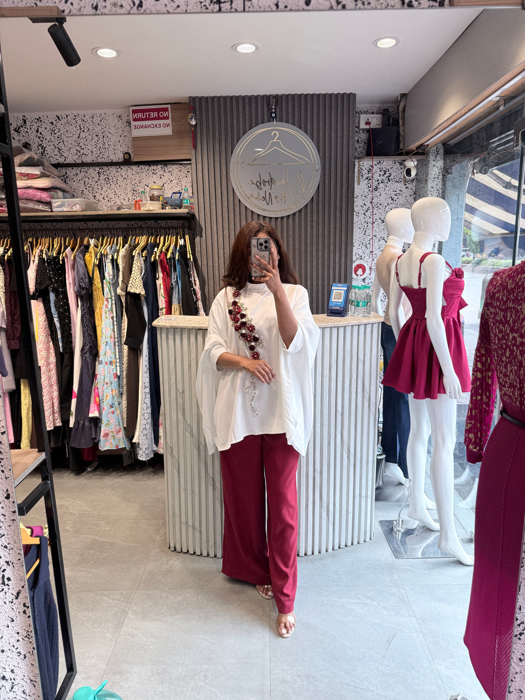 Imported Embellished Flowing Tunic & Wide-Leg Trouser