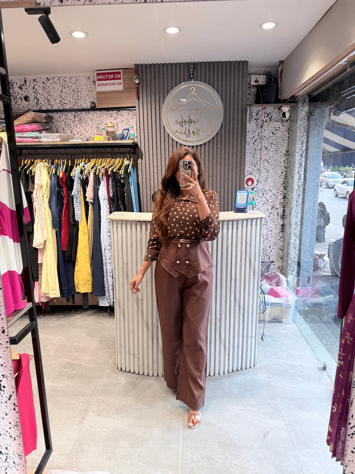 Imported Polka Dot Peplum Waist Co-Ord Set