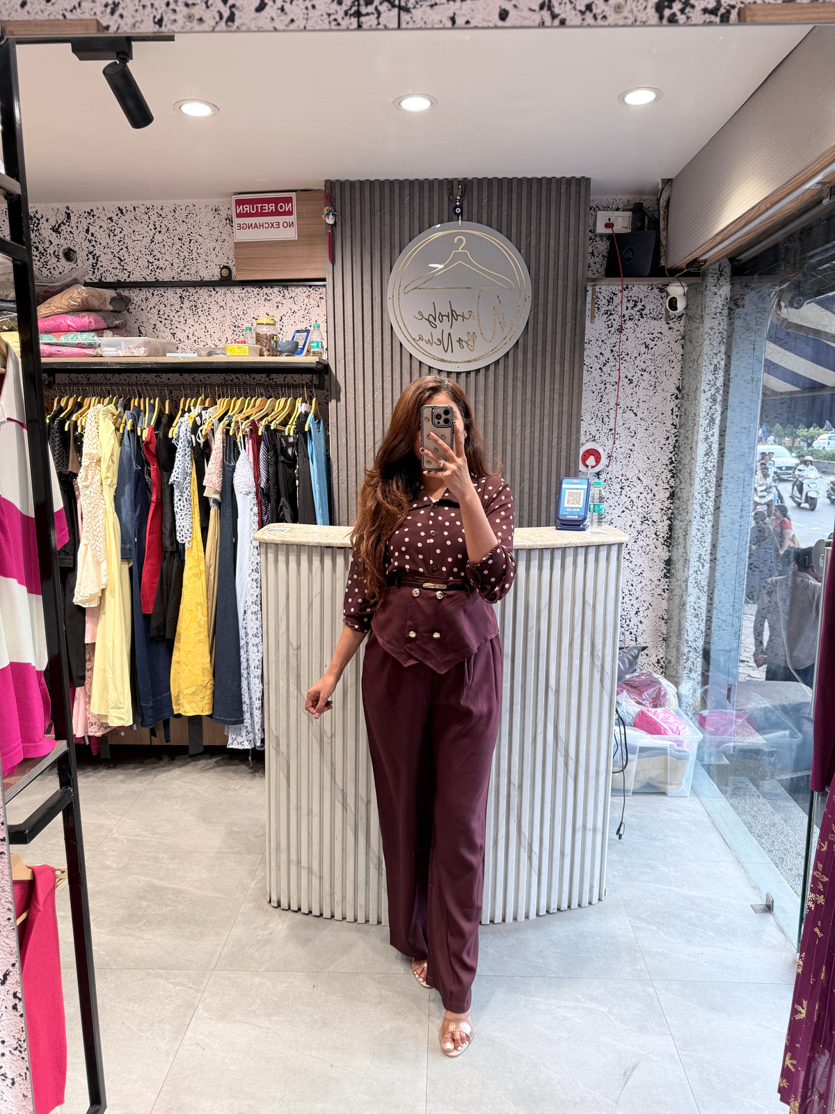 Imported Polka Dot Peplum Waist Co-Ord Set