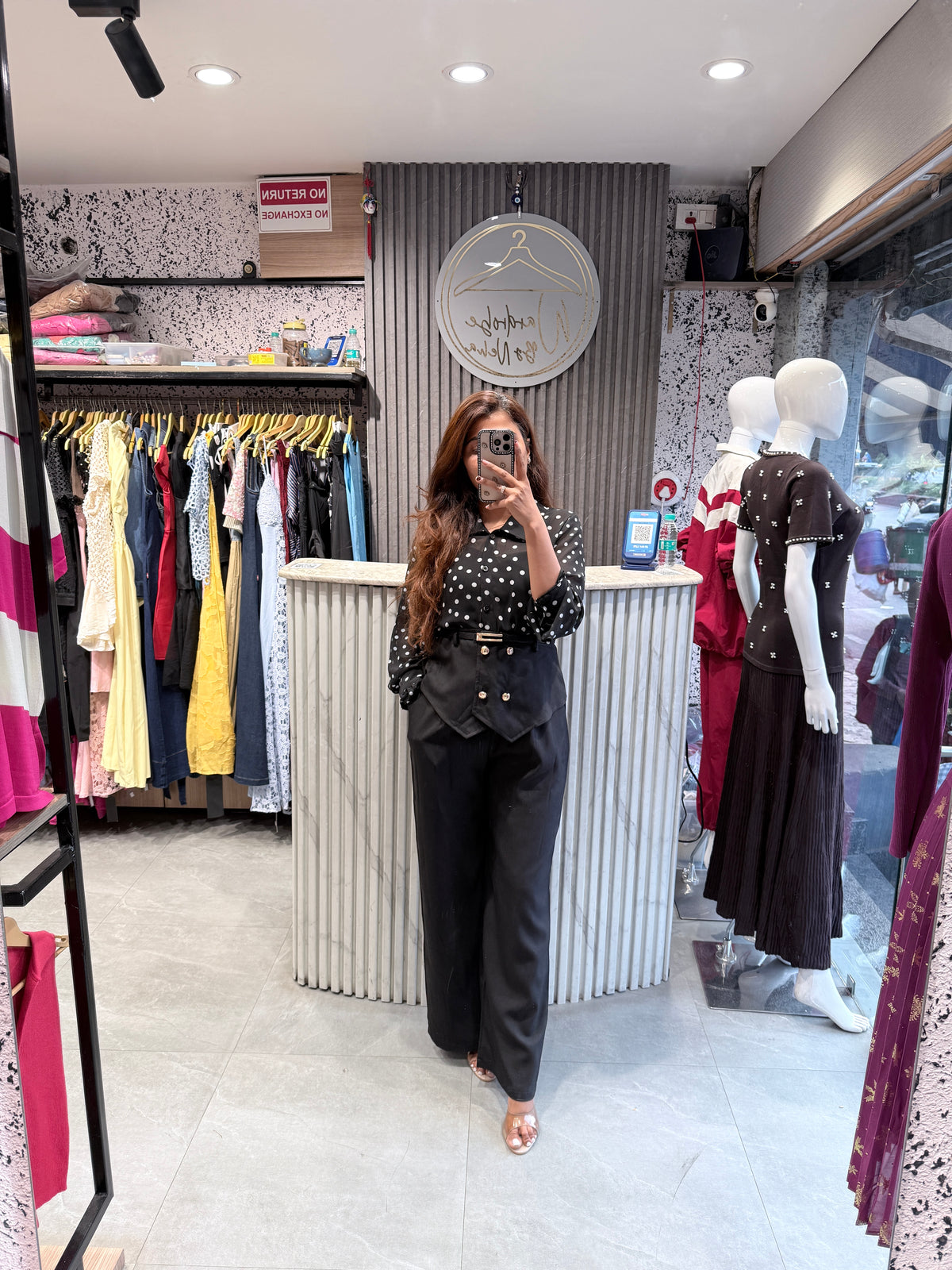 Imported Polka Dot Peplum Waist Co-Ord Set