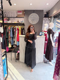 Imported Studded Detail Flared Maxi Dress