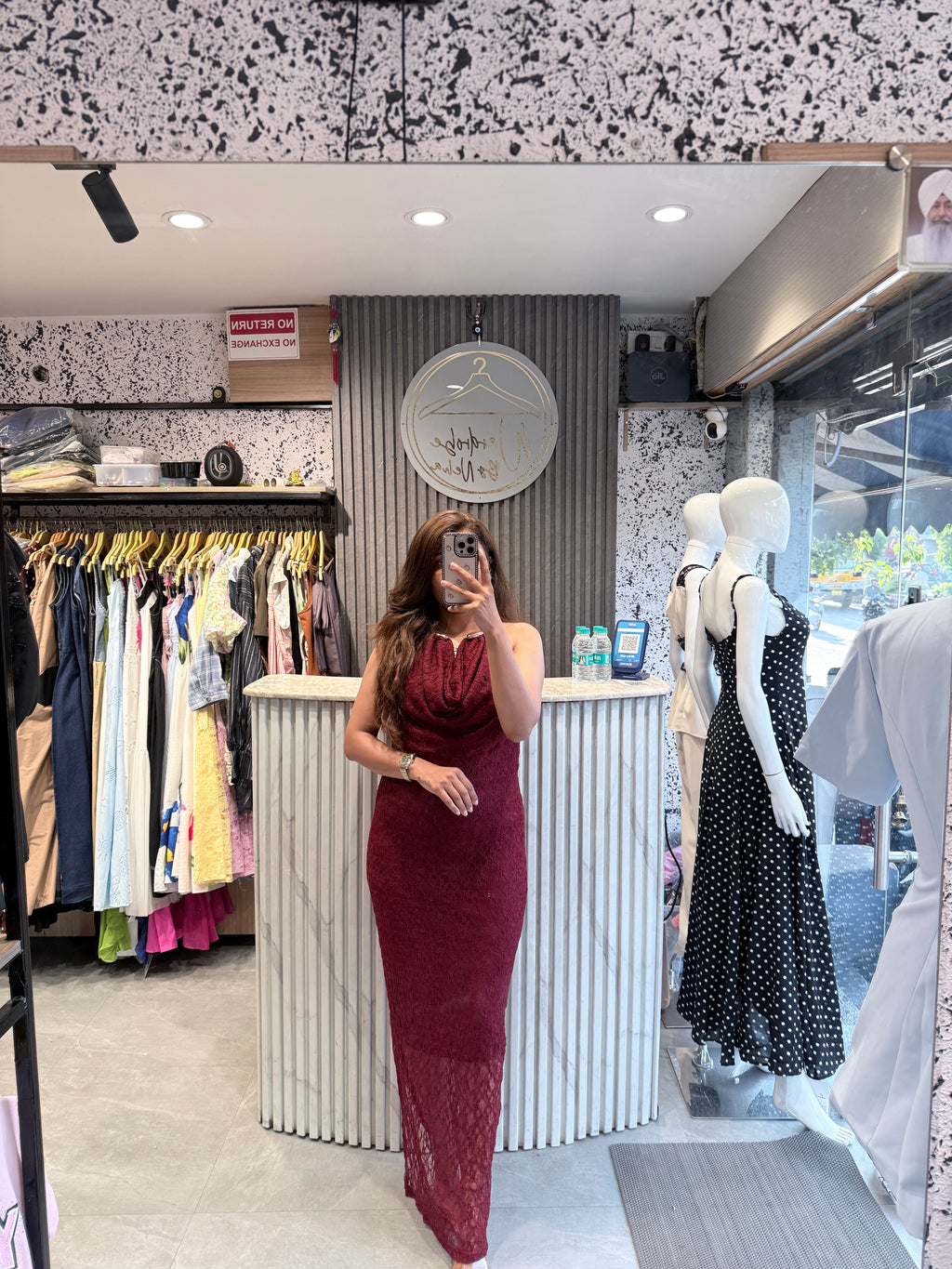 Elegant Cowl Neck Lace Gown Dress
