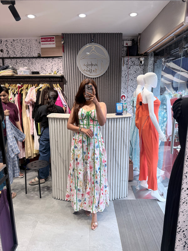 Floral Corset Bodice Maxi Dress