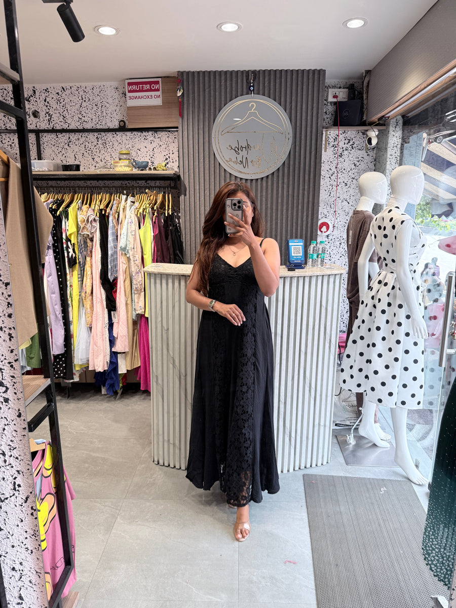 Floral Lace Panel Maxi Dress