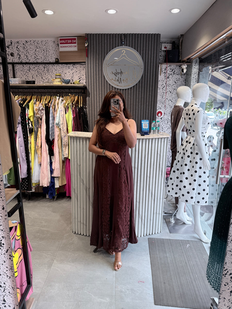 Floral Lace Panel Maxi Dress