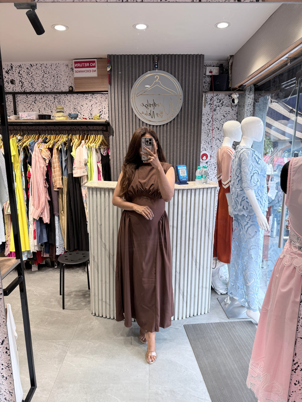 Pleated Bodice A-Line Midi Dress