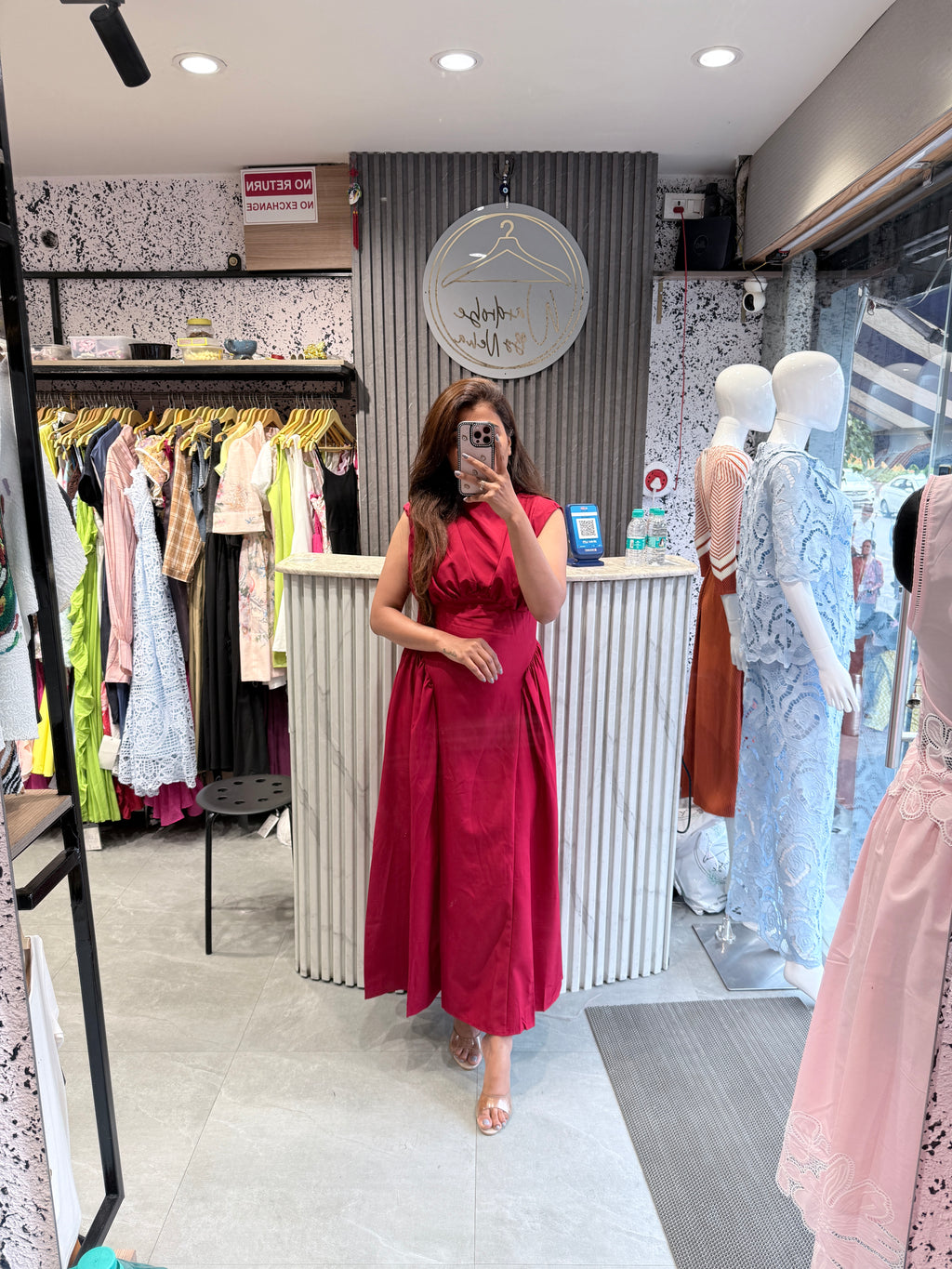 Pleated Bodice A-Line Midi Dress