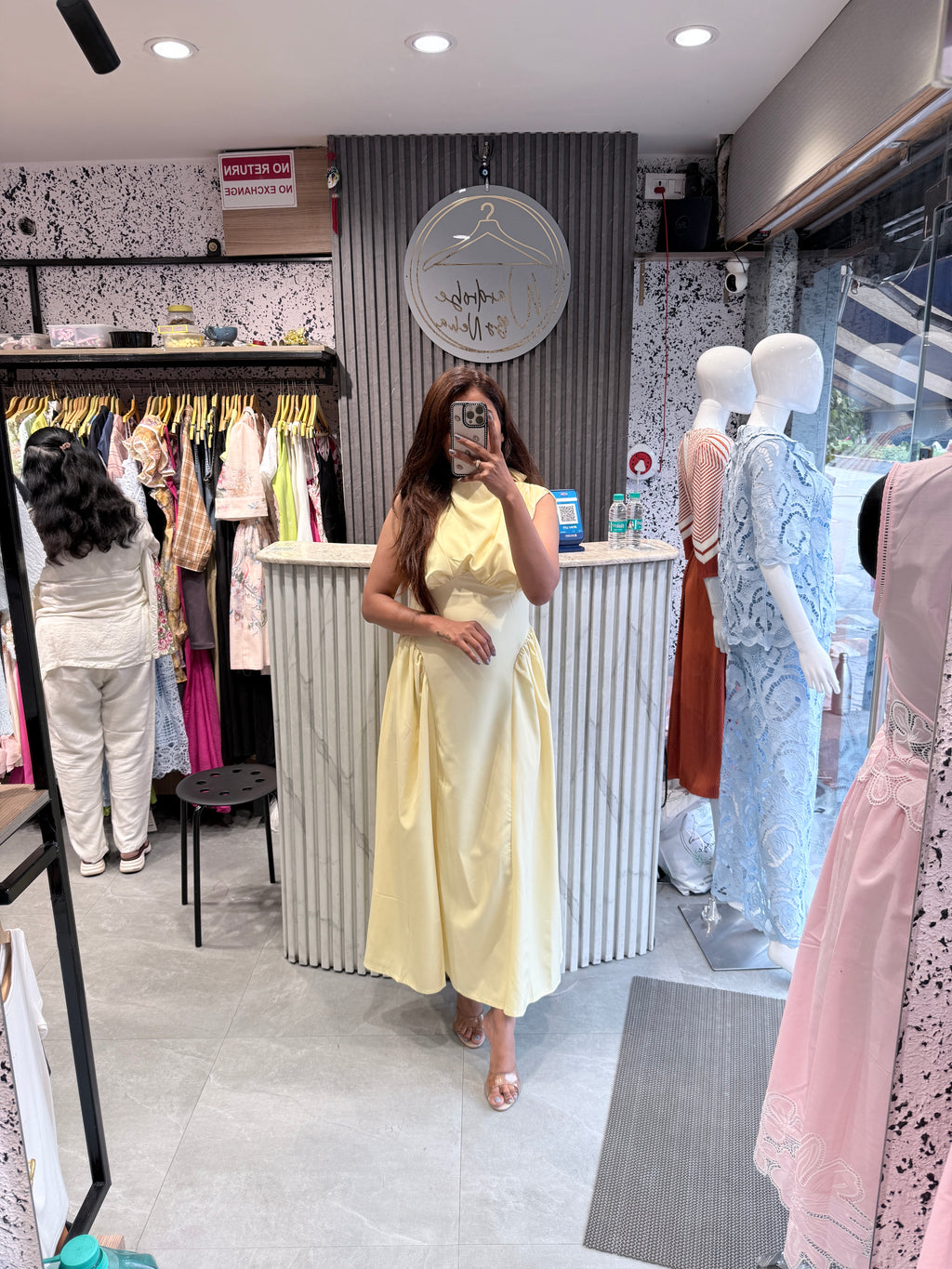 Pleated Bodice A-Line Midi Dress