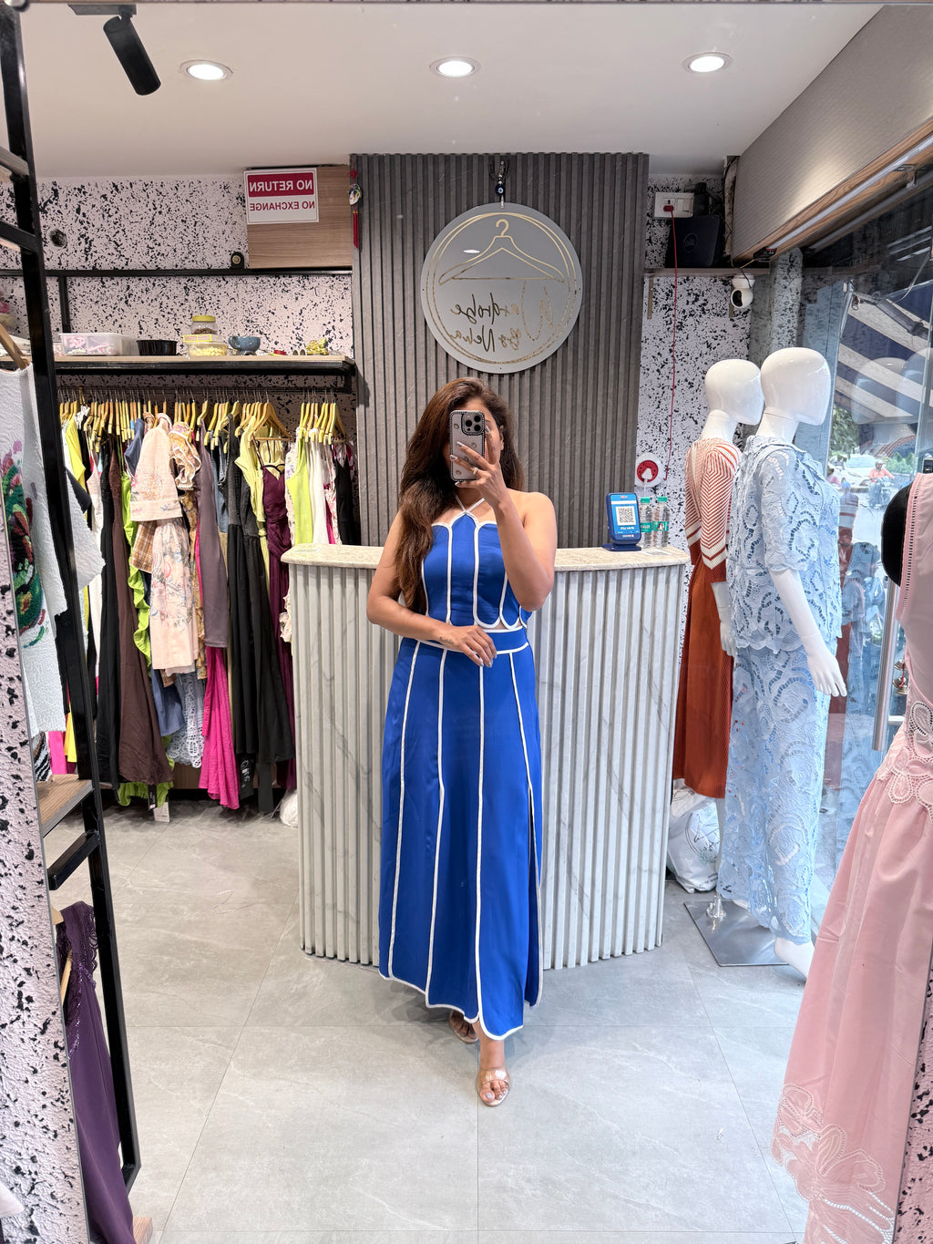 Piped Halter Top & A-Line Skirt Set