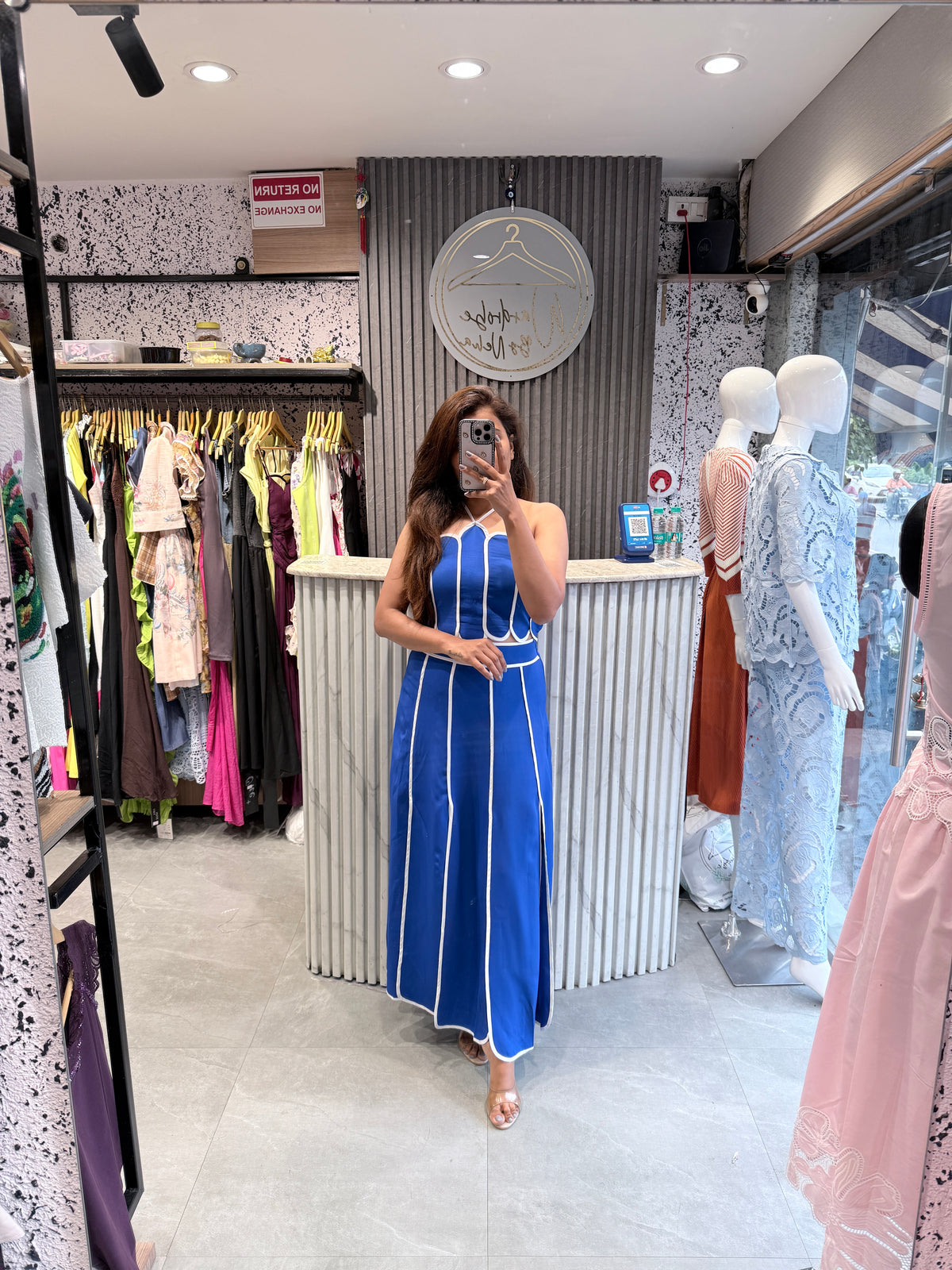 Piped Halter Top & A-Line Skirt Set