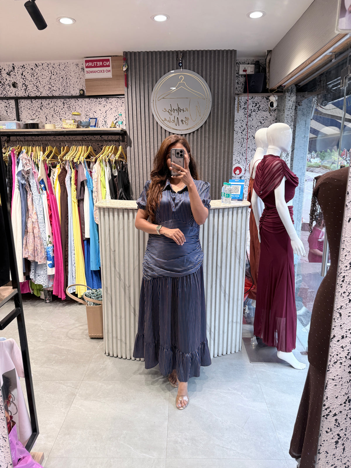 Silk Stripe Muse Midi Dress