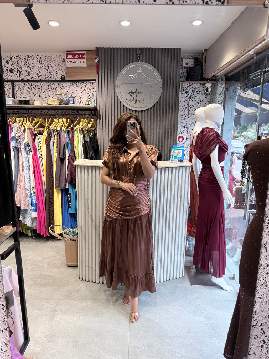 Silk Stripe Muse Midi Dress