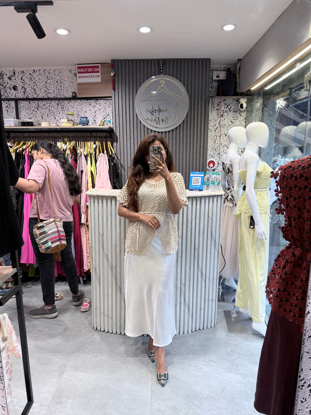 Korean Lace Peplum Top & Satin Skirt Co-ord