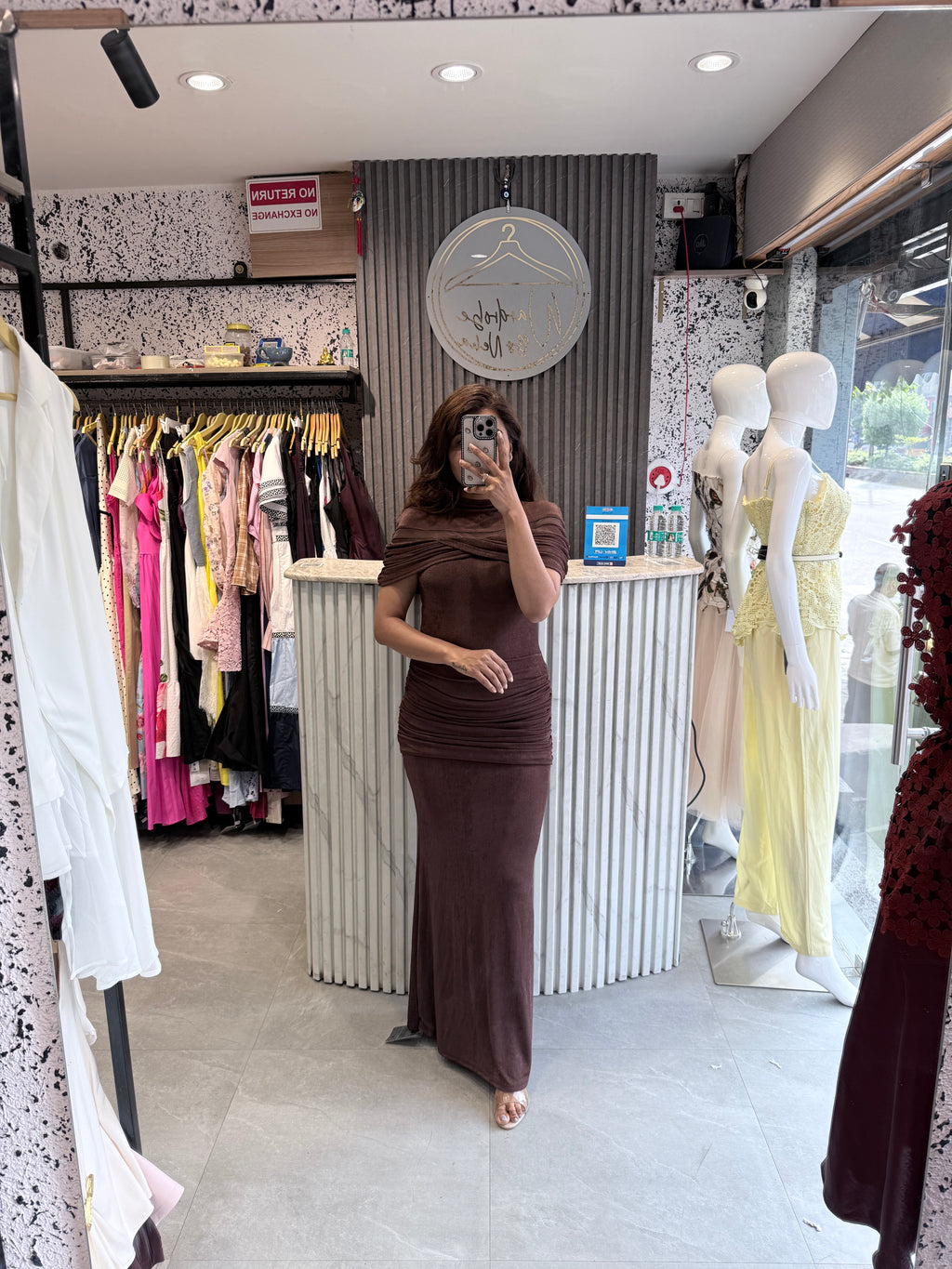 Button-Front Lace Midi Dress with Flared Skirt