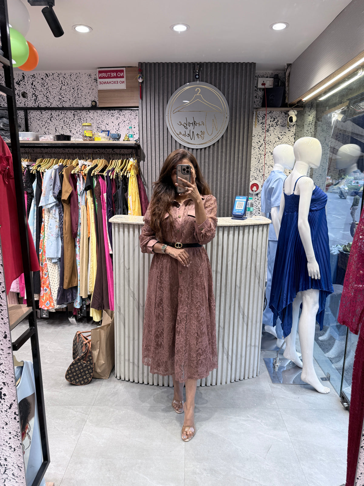 Scalloped Hem Lace Midi Dress