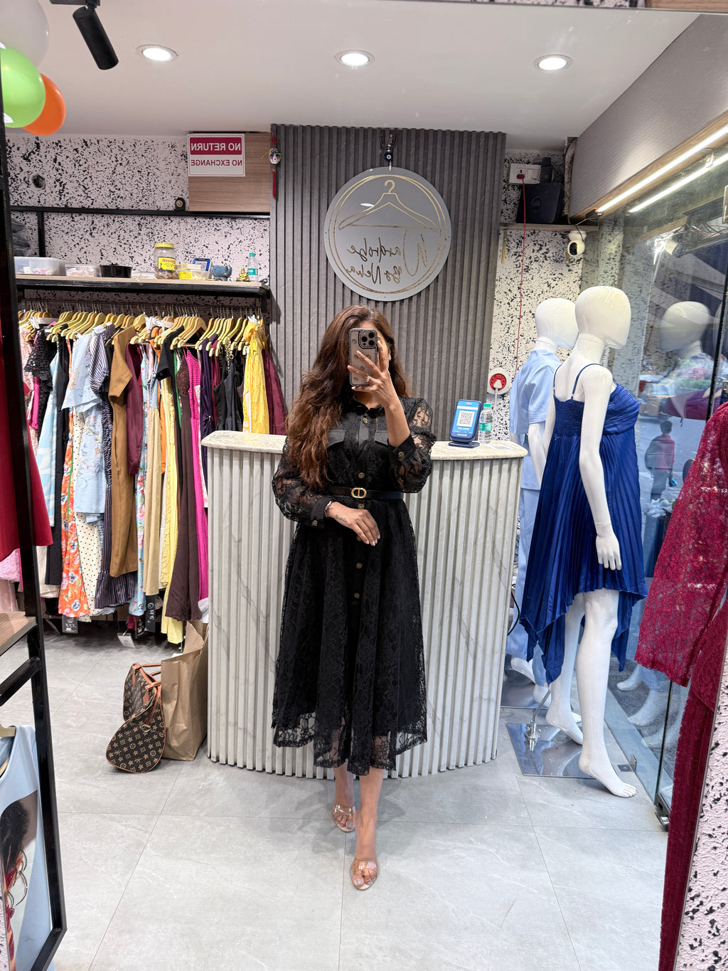 Scalloped Hem Lace Midi Dress