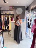 Korean Striped Bodice Maxi Dress