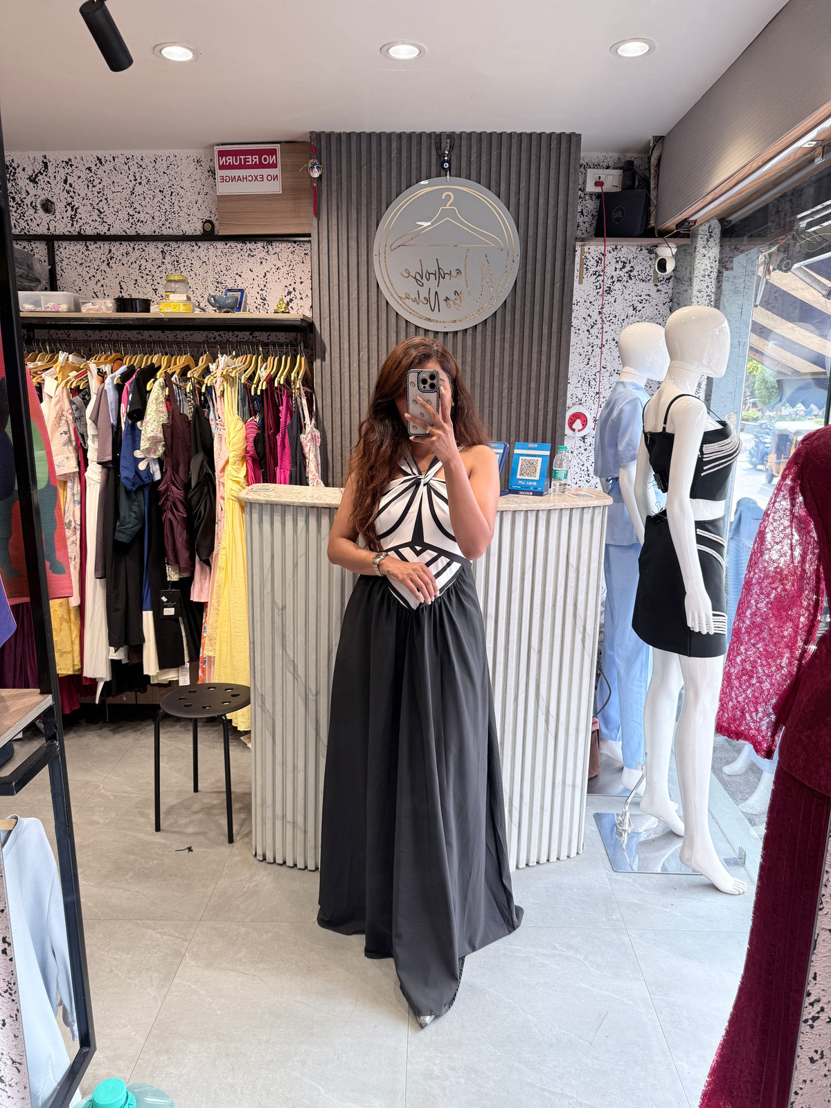 Korean Striped Bodice Maxi Dress